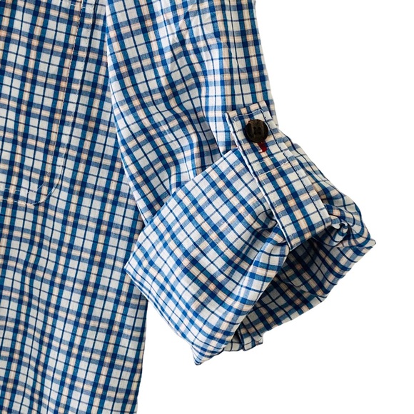 Patagonia Button Up Long Sleeve Shirt Blue Collared Plaid Roll Tab - Womens L - Picture 6 of 14